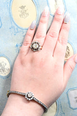 18K & Silver European Victorian Diamond Floral Cluster Ring