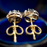 18K & Silver Victorian Diamond Collet Set Stud Earrings
