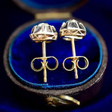 18K & Silver Victorian Diamond Collet Set Stud Earrings