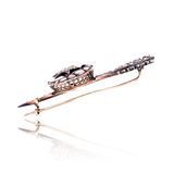 14K & Silver Victorian Diamond Crescent Star Arrow Brooch