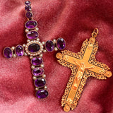 18K French Victorian Regional Boulogne-Sur-Mer Cannetille Filigree Cross Pendant