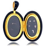 18K & Silver Victorian Diamond Onyx Coronet Crown Monogram HR/RH Locket