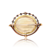 14K & Silver German Victorian Diamond, Pearl & Enamel Monogram MV/VM Brooch - Attributed to Princess Victoria Margaret of Prussia