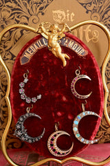 18K & Silver French Victorian Diamond Celestial Star Crescent Pendant