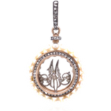 18K & Silver French Victorian Diamond & Pearl Initial M Locket