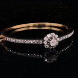 15K & Silver Victorian Diamond Cluster Bangle