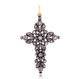 18K & Silver Victorian Diamond Cross Pendant