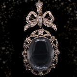 14K & Silver Victorian Diamond & Rock Crystal Floral Locket, Detachable Brooch & Pendant Bail with Original Box (3-in-1)