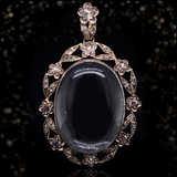 14K & Silver Victorian Diamond & Rock Crystal Floral Locket, Detachable Brooch & Pendant Bail with Original Box (3-in-1)