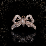 14K & Silver Victorian Diamond & Rock Crystal Floral Locket, Detachable Brooch & Pendant Bail with Original Box (3-in-1)