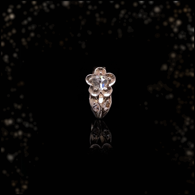 14K & Silver Victorian Diamond & Rock Crystal Floral Locket, Detachable Brooch & Pendant Bail with Original Box (3-in-1)