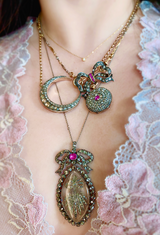 Silver Georgian Diamond & Ruby Wheat Sheaf Bow Pendant