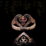 14K & Silver Victorian Diamond & Ruby Heart Ring