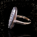 14K & Silver Dutch Victorian Diamond Navette Ring