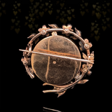 14K & Silver Austrian Victorian Diamond & Ruby Lady Portrait Flower Brooch