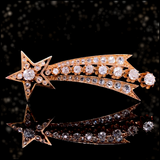14K German Victorian Diamond Halleys Comet Shooting Star Brooch