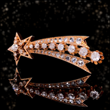 14K German Victorian Diamond Halleys Comet Shooting Star Brooch