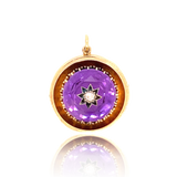14K Victorian Domed Amethyst & Diamond Star Pendant