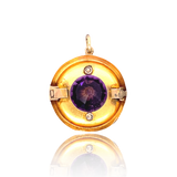 14K Victorian Domed Amethyst & Diamond Star Pendant