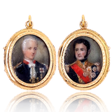 14K European Victorian Double Gentleman Portrait Locket