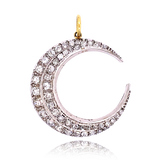 18K & Silver Victorian Diamond Crescent Pendant