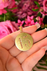 14K Dutch Victorian Diamond "13" Pendant