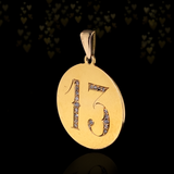 14K Dutch Victorian Diamond "13" Pendant