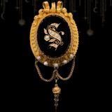 14K Dutch Victorian Onyx & Pearl Initial S Locket-Brooch c.1875 (With Provenance)