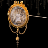 14K Dutch Victorian Onyx & Pearl Initial S Locket-Brooch c.1875 (With Provenance)