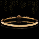 18K Victorian French Diamond & Emerald Cluster Engraved Bangle