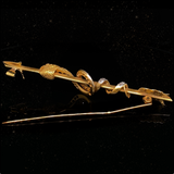 18K & Platinum French Victorian Diamond, Emerald & Ruby Snake Arrow Brooch With Original Box