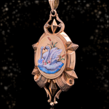 14K European Victorian Swan Enamel Locket