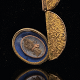 15K English Victorian Engraved Double Sided Hairwork Locket