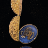 15K English Victorian Engraved Double Sided Hairwork Locket