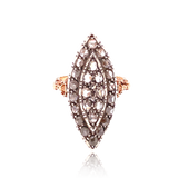 18K & Silver Victorian Diamond Navette Engraved Ring