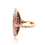 18K & Silver Victorian Diamond Navette Engraved Ring