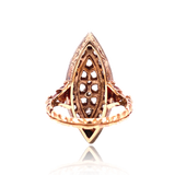 18K & Silver Victorian Diamond Navette Engraved Ring