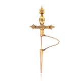 14K Victorian Spinel Sword Jabot Pin