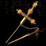 15K Victorian Ruby & Garnet Sword Jabot Pin