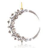 18K & Silver Victorian Diamond Crescent Pendant
