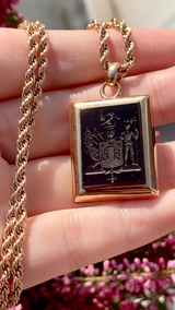 14K German Victorian Onyx Noble Family Crest Coronet Monogram EJB Locket