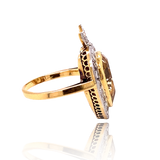 18K & Platinum French Victorian Diamond & Citrine Flaming Heart Ring