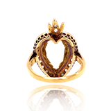 18K & Platinum French Victorian Diamond & Citrine Flaming Heart Ring