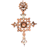 18K & Silver Victorian Flemish Belgian Diamond Cross Pendant