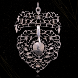 14K & Silver Belgian Georgian Diamond Flemish Heart Pendant