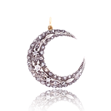 18K & Silver Victorian Diamond Floral Crescent Pendant