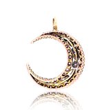 18K & Silver Victorian Diamond Floral Crescent Pendant