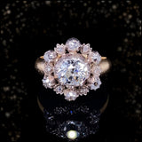 18K & Silver European Victorian Diamond Floral Cluster Ring