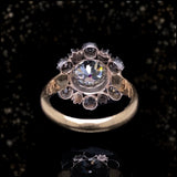 18K & Silver European Victorian Diamond Floral Cluster Ring