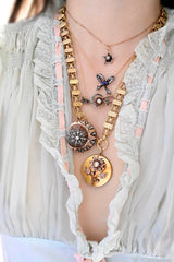 9K & Silver Victorian Diamond & Sapphire Bow Necklace